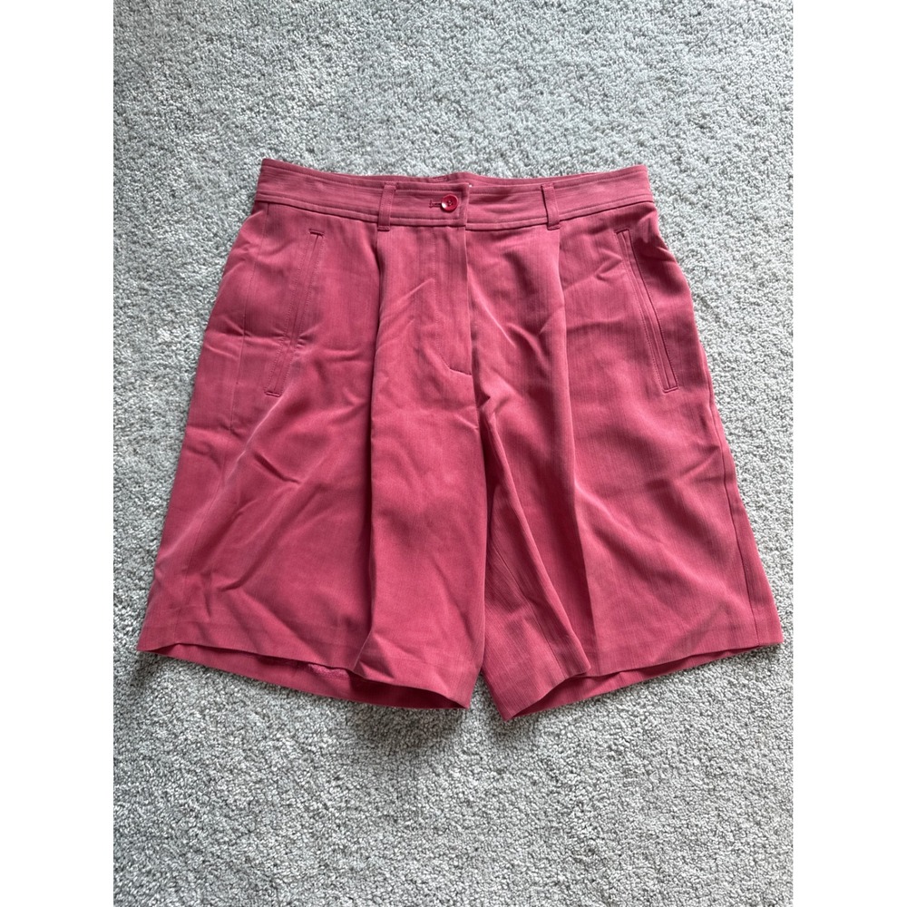 Tommy Bahama Women Mauve 100% Silk Pleated Chico Shorts High Rise Resort